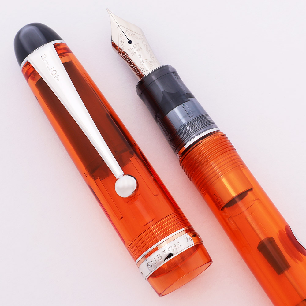 Pilot Custom 74 Fountain Pen (2011) - Clear Orange, Rhodium Trim